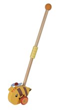 Drevené didaktické hračky - Drevené autíčko včielka Push Bee with Stick Eichhorn s vodiacou rúčkou dĺžka 50 cm od 12 mes_3