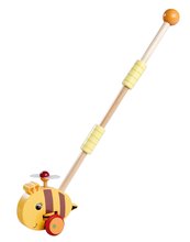 Dřevěné didaktické hračky - Drevené autíčko včielka Push Bee with Stick Eichhorn s vodiacou rúčkou dĺžka 50 cm od 12 mes EH6804_1