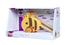 Drevené didaktické hračky - Drevené autíčko včielka Push Bee with Stick Eichhorn s vodiacou rúčkou dĺžka 50 cm od 12 mes_2