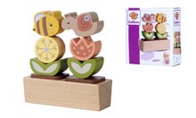 Dřevěné didaktické hračky - Drevená skladacia veža s kvetmi Stickgame Flower Eichhorn so slimáčikom a včielkou 9 dielov od 12 mes EH6813_1