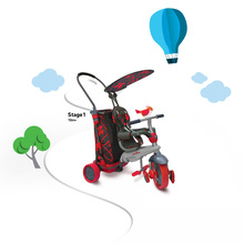Trojkolky od 10 mesiacov - Trojkolka Go Touch Steering smarTrike s nákupným vozíkom čierno-červená od 10 mes_6