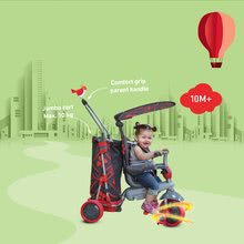 Trojkolky od 10 mesiacov - Trojkolka Go Touch Steering smarTrike s nákupným vozíkom čierno-červená od 10 mes_10
