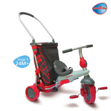 Trojkolky od 10 mesiacov - Trojkolka Go Touch Steering smarTrike s nákupným vozíkom čierno-červená od 10 mes_1