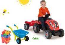 Pedálos gyermekjármű szettek - Szett pedálos traktor Farmer XL Smoby pótkocsival és talicska vödör szettel Vár_19