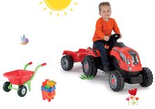 Seturi de vehicule cu pedale - Set tractor cu pedale Claas Farmer XL Smoby cu remorcă, roabă și set de găleată Castel_16