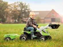 Detské šliapacie vozidlá -  NA PREKLAD - Tractor con cargador Farmer Max Smoby Verde con remolque para pedalear_0