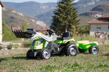 Voitures à pédales pour enfants - Tracteur avec chargeur Farmer Max Smoby vert avec un attelage à pédales_4