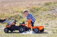 Voitures à pédales pour enfants - Tracteur à pédales Builder Max Smoby avec un tracteur et un chargeur orange_2