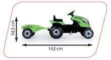 Vehicule cu pedală pentru copii - Tractor cu pedale Smoby cu remorcă verde_3