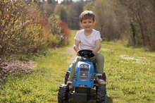 Pedálos gyermekjárművek - Pedálos traktor utánfutóval Farmer XL Blue Tractor+Trailer Smoby kék állítható üléssel és hanggal 142 cm_0