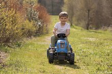 Pedálos gyermekjárművek - Pedálos traktor utánfutóval Farmer XL Blue Tractor+Trailer Smoby kék állítható üléssel és hanggal 142 cm_1