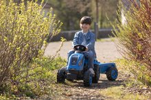 Voitures à pédales pour enfants - Tracteur à pédales et remorque Farmer XL Blue Tractor + Trailer Smoby Bleu avec siège réglable et avec un son de 142 cm_2