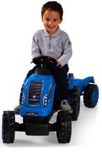 Otroška vozila na pedala - Traktor na pedale in prikolica Farmer XL Blue Tractor+Trailer Smoby moder z nastavljivim sedežem in zvokom 142 cm_3