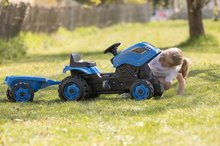 Trettfahrzeuge - Trettraktor Farmer XL Blue Tractor+Trailer Smoby blau mit verstellbarem Sitz und Sound 142 cm_6