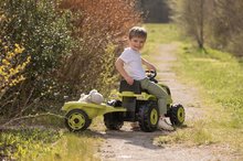 Dětská šlapací vozidla - Traktor na šlapání a přívěs Farmer XL GreenTractor+Trailer Smoby zelený s polohovatelným sedadlem a se zvukem 142 cm_0