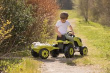 Pedálos gyermekjárművek - Pedálos traktor utánfutóval Farmer XL GreenTractor+Trailer Smoby zöld állítható üléssel és hanggal 142 cm_1