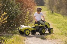 Detské šliapacie vozidlá - Traktor na šľapanie a príves Farmer XL GreenTractor+Trailer Smoby zelený s polohovateľným sedadlom a so zvukom 142 cm_1