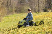 Detské šliapacie vozidlá - Traktor na šľapanie a príves Farmer XL GreenTractor+Trailer Smoby zelený s polohovateľným sedadlom a so zvukom 142 cm_3