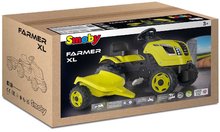 Detské šliapacie vozidlá - Traktor na šľapanie a príves Farmer XL GreenTractor+Trailer Smoby zelený s polohovateľným sedadlom a so zvukom 142 cm_2
