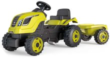 Voitures à pédales pour enfants - Tracteur à pédales et remorque Farmer XL GreenTractor+Trailer Smoby vert avec un siège réglable et une hauteur de 142 cm_0