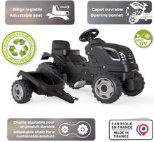 Dječja vozila na pedale - Traktor na pedale s prikolicom Farmer XL Black Tractor+Trailer Smoby crni s podesivom sjedalicom i zvukom 142 cm_3