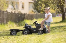 Detské šliapacie vozidlá - Traktor na šľapanie a príves Farmer XL Black Tractor+Trailer Smoby čierny s polohovateľným sedadlom a so zvukom 142 cm_3