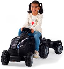 Detské šliapacie vozidlá - Traktor na šľapanie a príves Farmer XL Black Tractor+Trailer Smoby čierny s polohovateľným sedadlom a so zvukom 142 cm_1