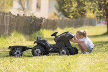 Pedálos gyermekjárművek - Pedálos traktor utánfutóval Farmer XL Black Tractor+Trailer Smoby fekete állítható üléssel és hanggal 142 cm_4