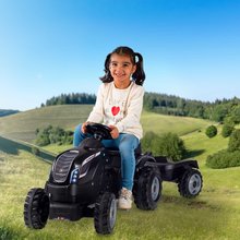 Detské šliapacie vozidlá - Traktor na šľapanie a príves Farmer XL Black Tractor+Trailer Smoby čierny s polohovateľným sedadlom a so zvukom 142 cm_2