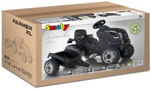 Pedálos gyermekjárművek - Pedálos traktor utánfutóval Farmer XL Black Tractor+Trailer Smoby fekete állítható üléssel és hanggal 142 cm_2
