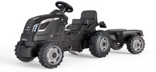 Detské šliapacie vozidlá - Traktor na šľapanie a príves Farmer XL Black Tractor+Trailer Smoby čierny s polohovateľným sedadlom a so zvukom 142 cm_0