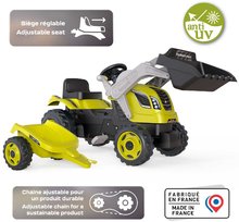 Vehicule cu pedală pentru copii - Tractor cu pedale și încărcător cu remorcă Farmer Max Green Tractor+Trailer Smoby verde cu scaun reglabil și sunete 169 cm_3