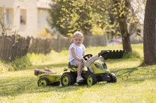 Dětská šlapací vozidla - Traktor na šlapání s nakladačem a přívěs Farmer Max Green Tractor+Trailer Smoby zelený s polohovatelným sedadlem a se zvukem 169 cm_3