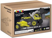 Detské šliapacie vozidlá - Traktor na šľapanie s nakladačom a príves Farmer Max Green Tractor+Trailer Smoby zelený s polohovateľným sedadlom a so zvukom 169 cm_2