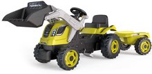 Voitures à pédales pour enfants - Tracteur à pédales avec chargeur et remorque Farmer Max Green Tractor+Trailer Smoby vert avec un siège réglable et un son de 169 cm_1