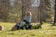 Otroška vozila na pedala - Traktor na pedale z nakladalko in prikolico Farmer Max Green Tractor+Trailer Smoby zeleni z nastavljivim sedežem in zvokom 169 cm_9