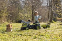 Detské šliapacie vozidlá - Traktor na šľapanie s nakladačom a príves Farmer Max Green Tractor+Trailer Smoby zelený s polohovateľným sedadlom a so zvukom 169 cm_11