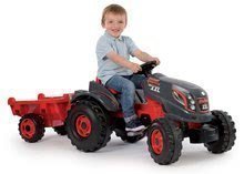 Voitures à pédales pour enfants - Tracteur pédalo Stronger XXL Smoby avec une remorque gris-rouge_1