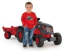 Voitures à pédales pour enfants - Tracteur pédalo Stronger XXL Smoby avec une remorque gris-rouge_0