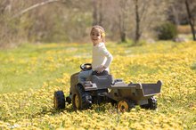 Otroška vozila na pedala - Traktor na pedale in prikolica Stronger XXL Tractor+Trailer Smoby z nastavljivim sedežem in zvokom na volanu 161 cm_2