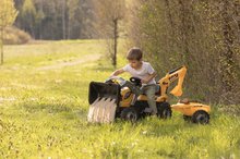 Pedálos gyermekjárművek - Pedálos traktor homlokrakodóval és markolóval Builder Max Tractor+Trailer Smoby állítható üléssel és hanggal 182 cm_3