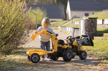 Pedálos gyermekjárművek - Pedálos traktor homlokrakodóval és markolóval Builder Max Tractor+Trailer Smoby állítható üléssel és hanggal 182 cm_4