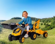 Trettfahrzeuge - Trettraktor mit Lader und Bagger Builder Max Tractor+Trailer Smoby mit verstellbarem Sitz und Ton 182 cm_0