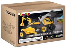 Otroška vozila na pedala - Traktor na pedale bager z nakladalko Builder Max Tractor+Trailer Smoby z nastavljivim sedežem in zvokom 182 cm_2