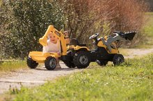 Pedálos gyermekjárművek - Pedálos traktor homlokrakodóval és markolóval Builder Max Tractor+Trailer Smoby állítható üléssel és hanggal 182 cm_8