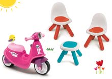 Odrážedla sety - Set odrážedlo Scooter Pink Smoby s gumovými koly a židle KidChair se stolkem od 18 měsíců_35