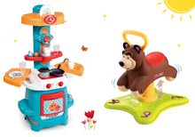 Kuhinje za djecu setovi - Set guralica Medvjed 2u1 Smoby koja skače i okreće se i kuhinja Cooky s 22 dodatka od 12 mjeseci_11