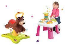 Pre bábätká - Set odrážadlo Medveď 2v1 Smoby skákajúci a točiaci sa a didaktický stolík Cotoons so svetlom a zvukom od 12 mes_16