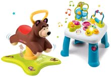 Pentru bebeluși - Set babytaxiu Ursuleţ 2in1 Smoby săltăreţ şi rotitor şi măsuță pentru dezvoltarea abilităților Cotoons cu sunet şi lumină de la 12 luni_14