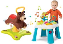 Pre bábätká - Set odrážadlo Medveď 2v1 Smoby skákajúci a točiaci sa a didaktický stolík Cotoons so svetlom a zvukom od 12 mes_15